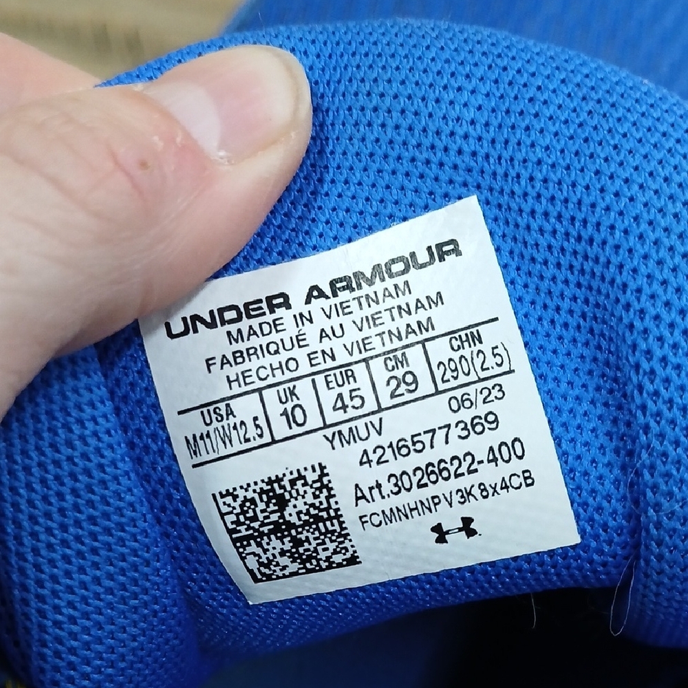 Size 12 Mens Under Armour Curry 3Z7 Basketball Shoes Warriors Blue Yellow - Picture 6 of 10